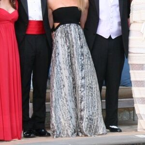 Alexis S Maxi Silk Dress Strapless Black & Gray